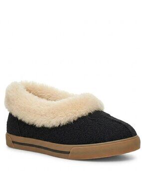 UGG Women's 'Rylan' Skimmer Slipper Lined Flats in Black/Tan Size US 7/EU 38